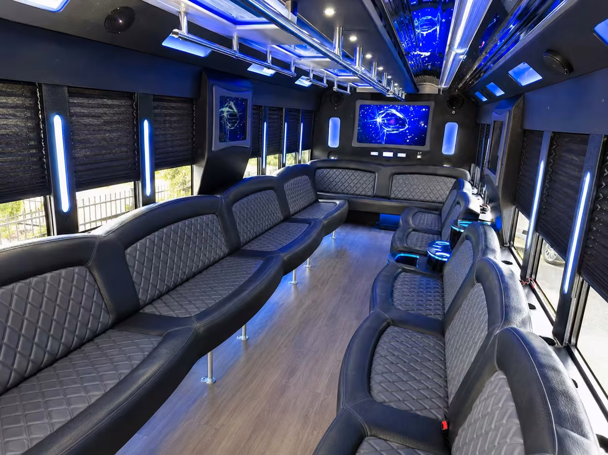 25 passenger party bus inside